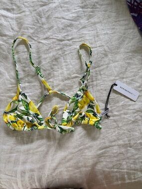 we wore what Lemon Print Triangle Bikini Top -small